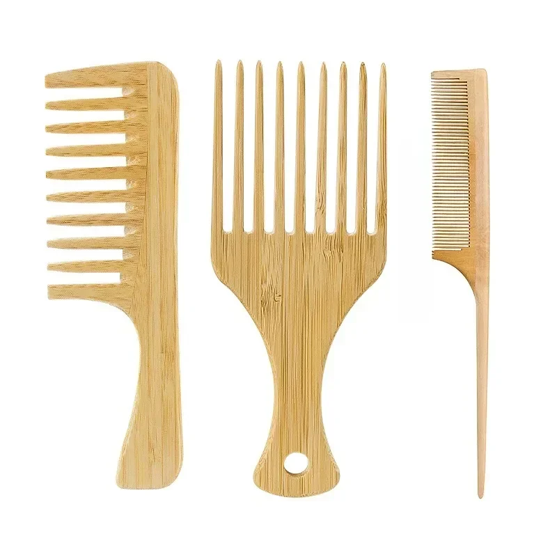 Bamboo Hair Brush - 1Pcs 천연 대나무 나무 머리 빗