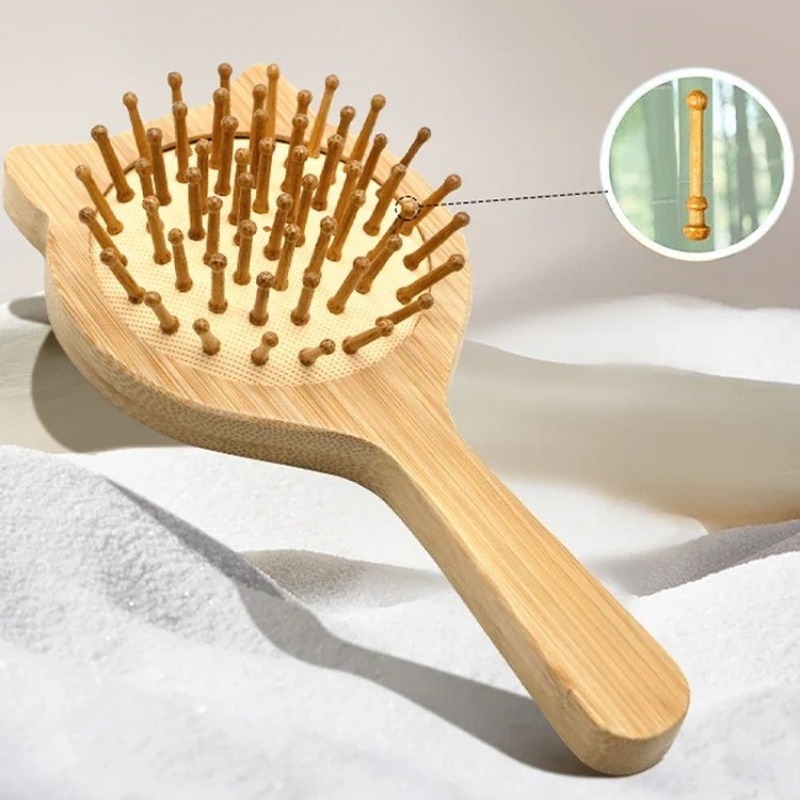 Bamboo Hair Brush - 1개 신제품 헤어 케어 나무 빗