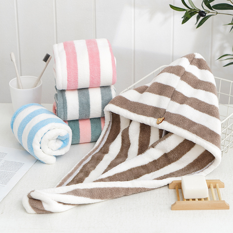 Hair Turban Towel - 드라이 헤어 타월 마이크로 화이버 코랄