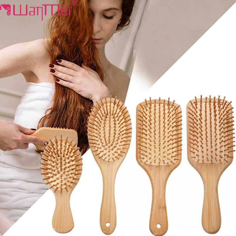 Bamboo Hair Brush - 대나무 헤어 브러시 여성용 스타일링 헤어