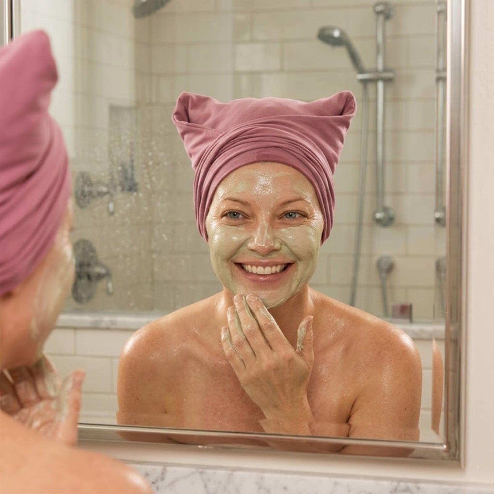 Hair Turban Towel - 부드러운 흡수성 헤어 터번 타월, 곱슬머리