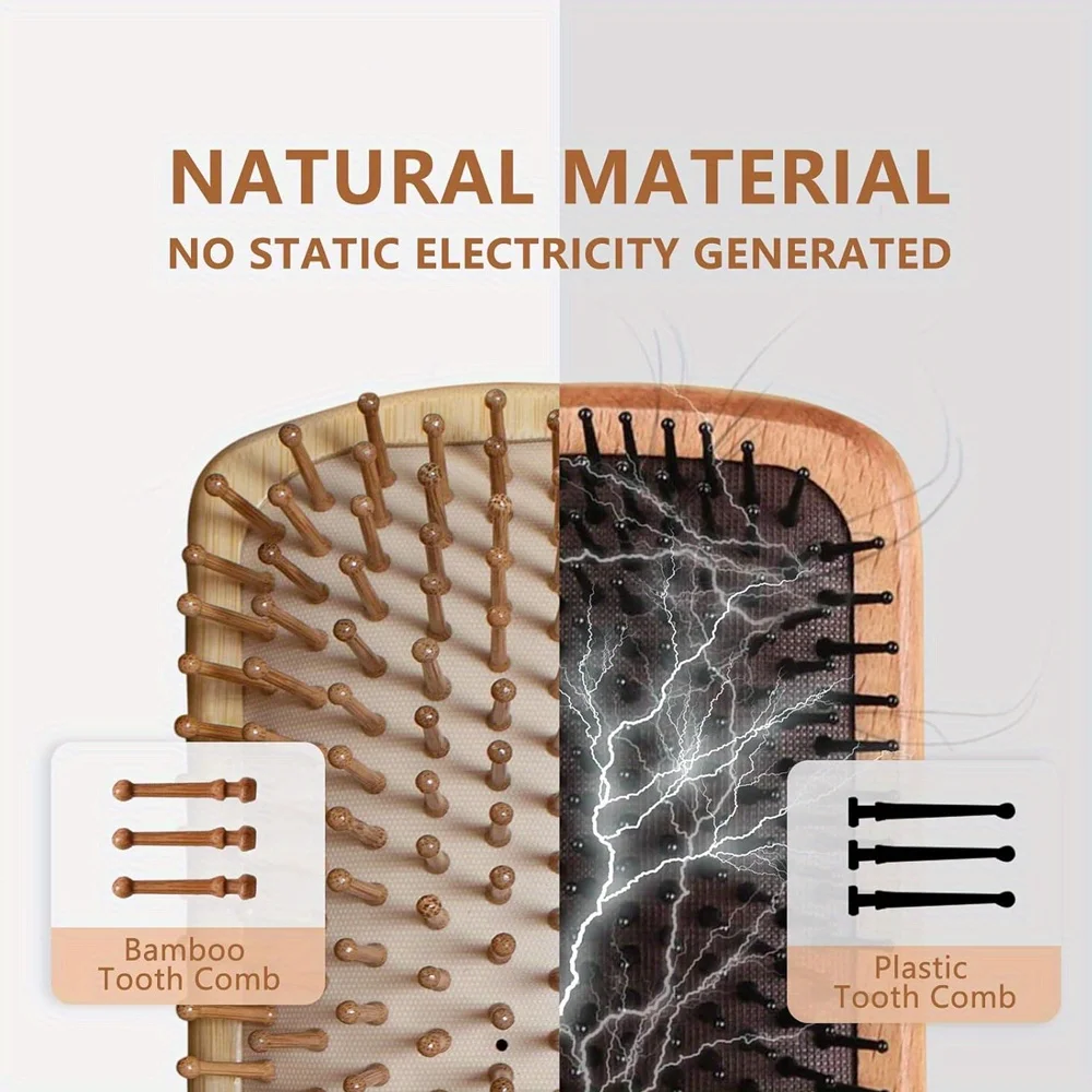 천연 대나무 패들 에어쿠션 헤어 브러쉬 두피 마사지 정 - Bamboo Hair Brush 리뷰 및 가격