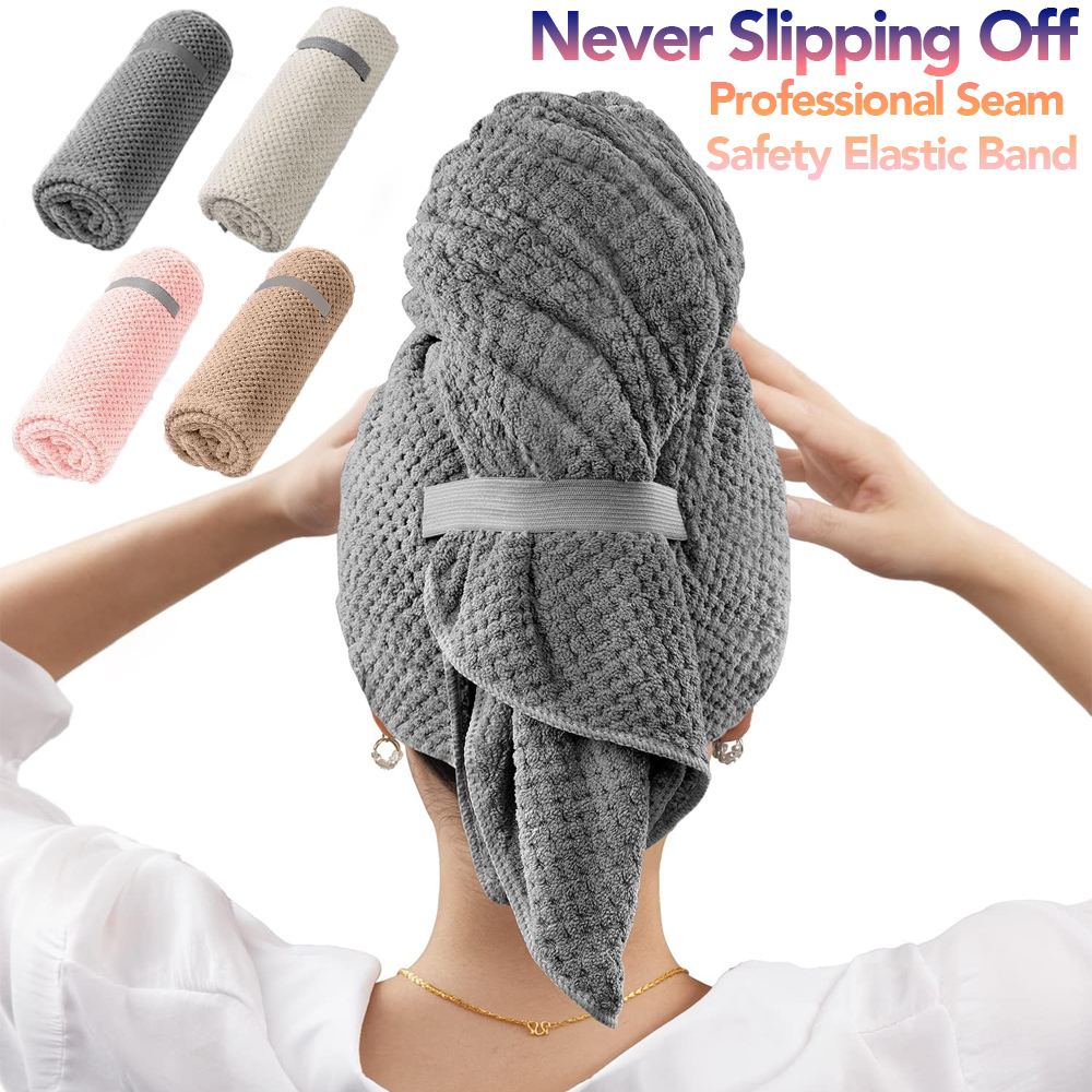 극세사 헤어 타올 초대형 랩 신축성 있는 밴드가 있는  - Hair Turban Towel 리뷰 및 가격