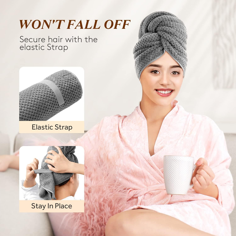 극세사 헤어 타올 초대형 랩 신축성 있는 밴드가 있는  - Hair Turban Towel 리뷰 및 가격