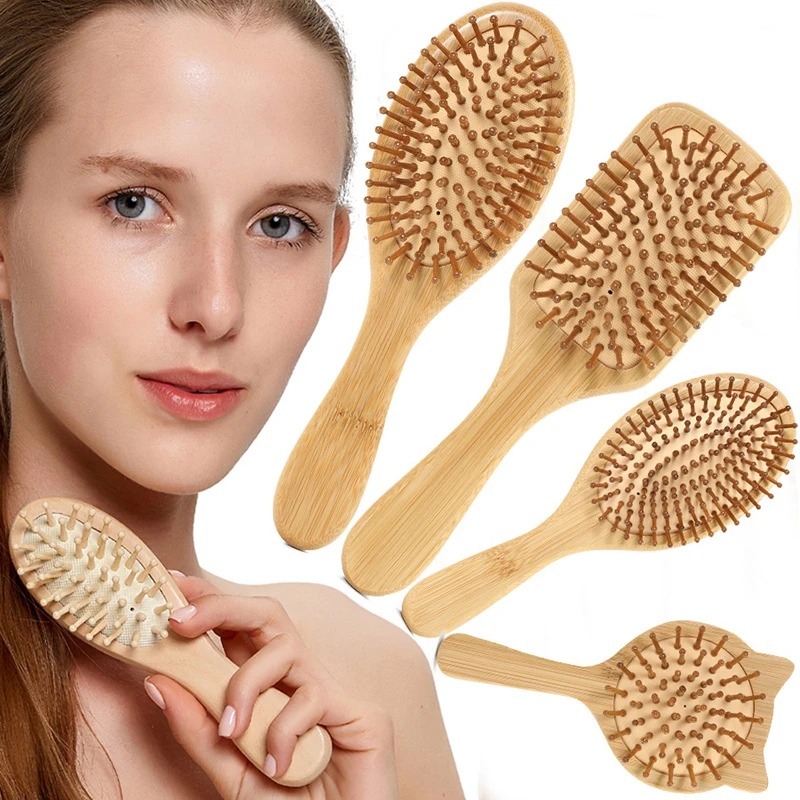 1개 신제품 헤어 케어 나무 빗 패들 쿠션 헤어 브러쉬 - Bamboo Hair Brush 리뷰 및 가격