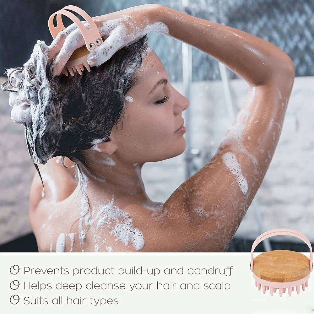 새로운 두피 마사지 샴푸 브러시 나무 습식 및 건식 모 - Bamboo Hair Brush 리뷰 및 가격