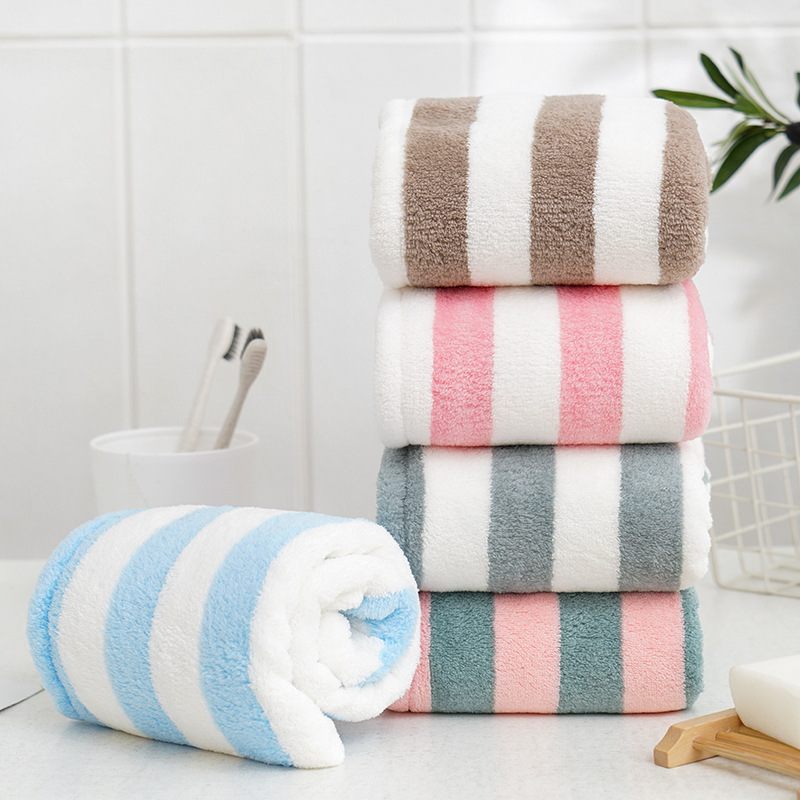 드라이 헤어 타월 마이크로 화이버 코랄 벨벳 스트라이프 - Hair Turban Towel 리뷰 및 가격
